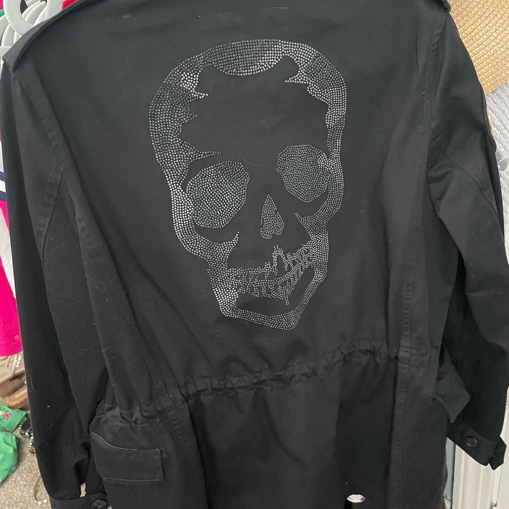 Zadig & Voltaire rhinestone skull military punk jacket